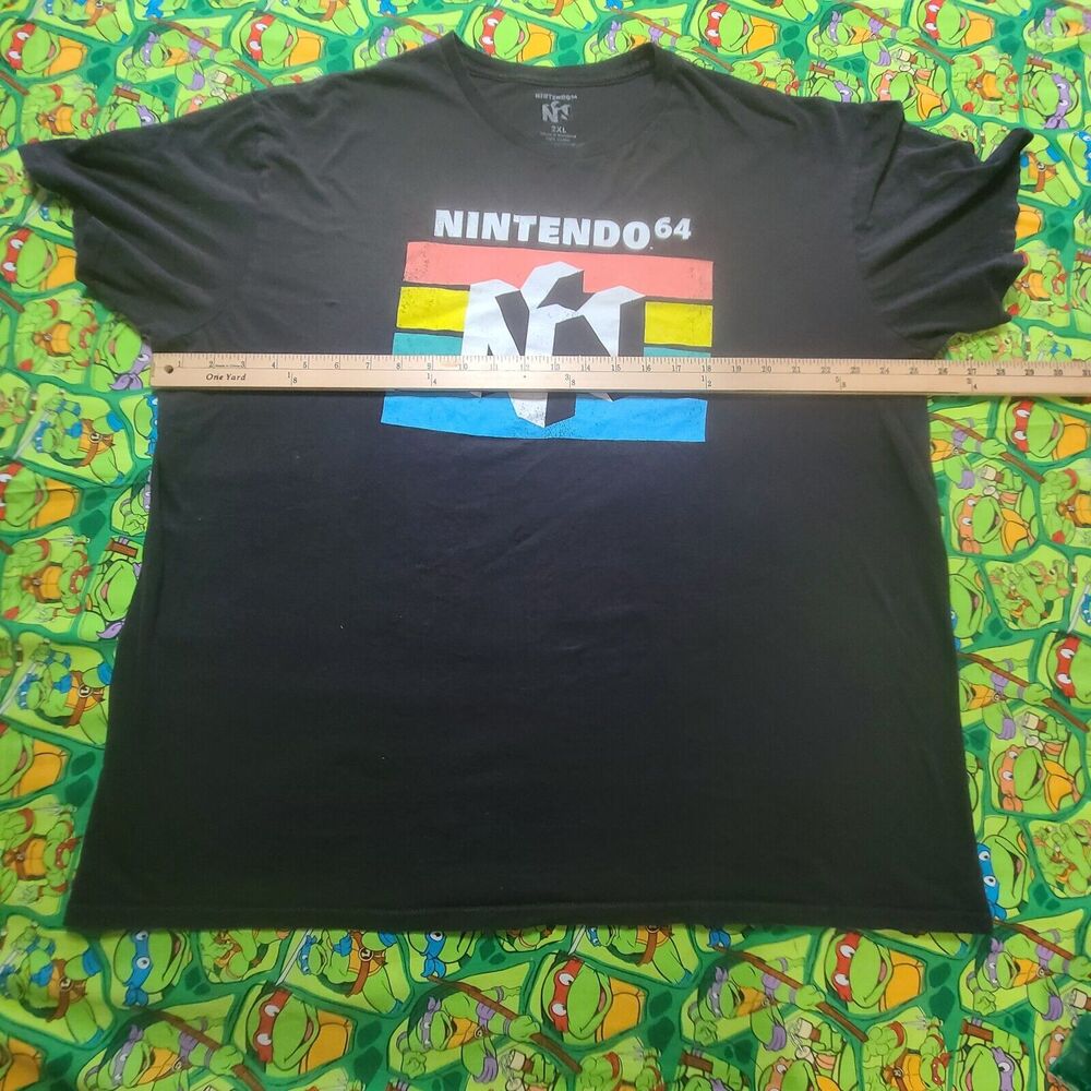Nintendo 64 Shirt Mens XL Short Sleeve Spell Out Logo Knit Pullover Black